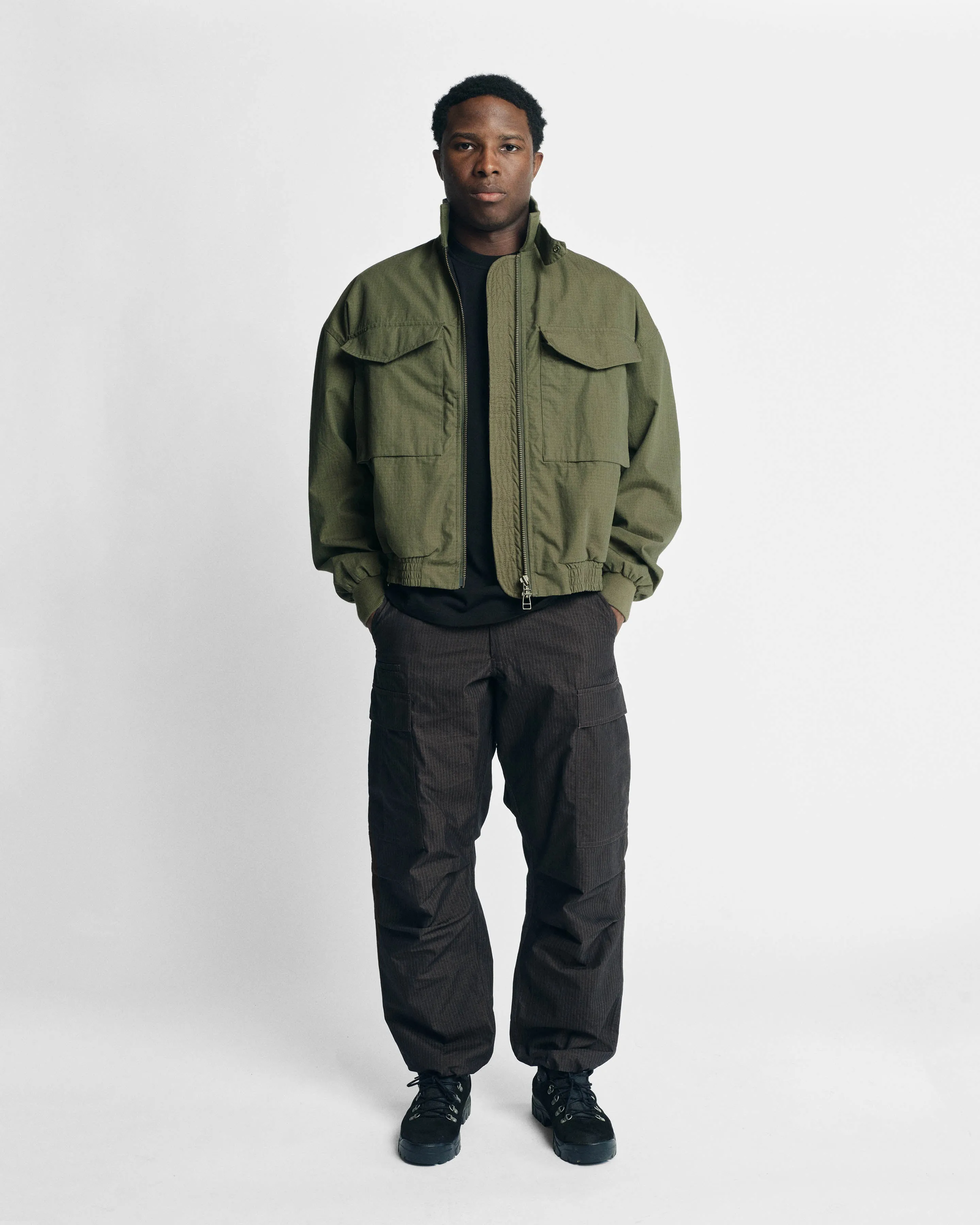 WEP FLIGHT JACKET - SAGE OLIVE / KHAKI DOUBLE-DYE COTTON/NYLON RIPSTOP sold by 18 East product image thumbnail 2