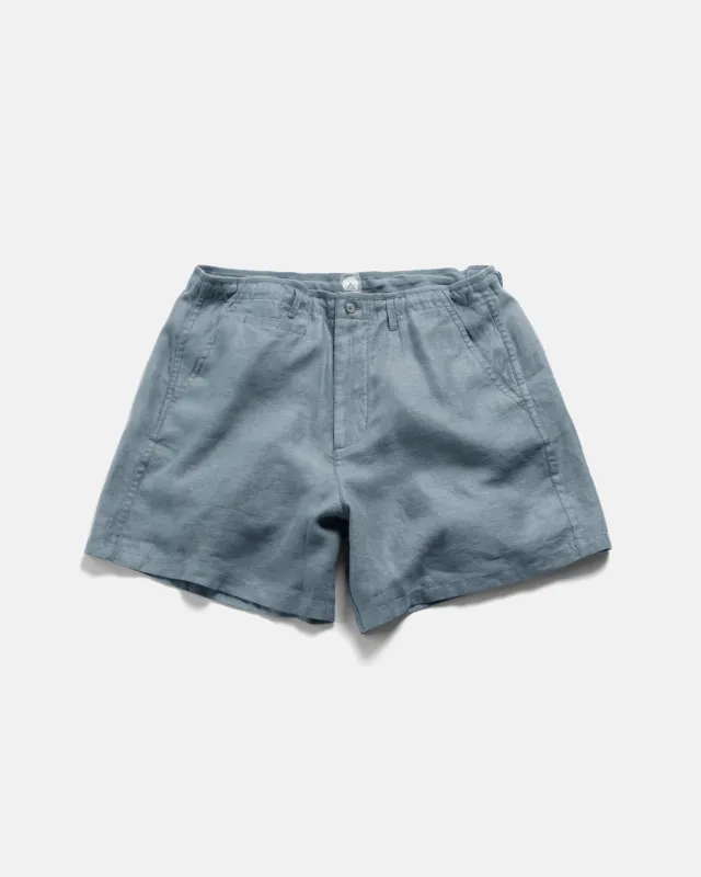 SHELTER CAMP SHORTS - CHAMBRAY BLUE LINEN TWILL made by 18 East