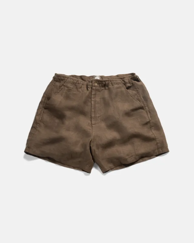 SHELTER CAMP SHORTS - COYOTE LINEN TWILL sold by 18 East