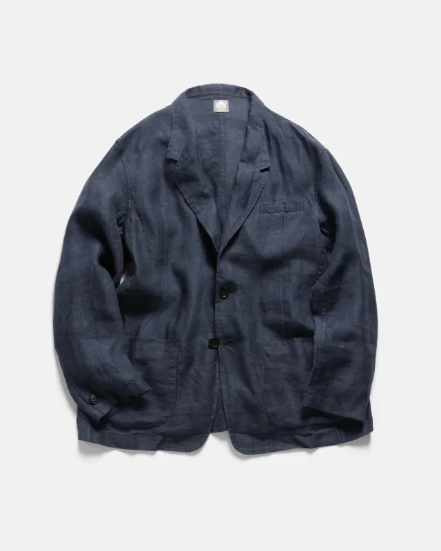 BRERA SINGLE BREASTED BLAZER - NAVY LINEN TWILL sold by 18 East