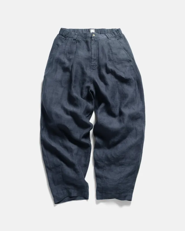 KELL PLEATED BIG PANT - NAVY LINEN TWILL sold by 18 East