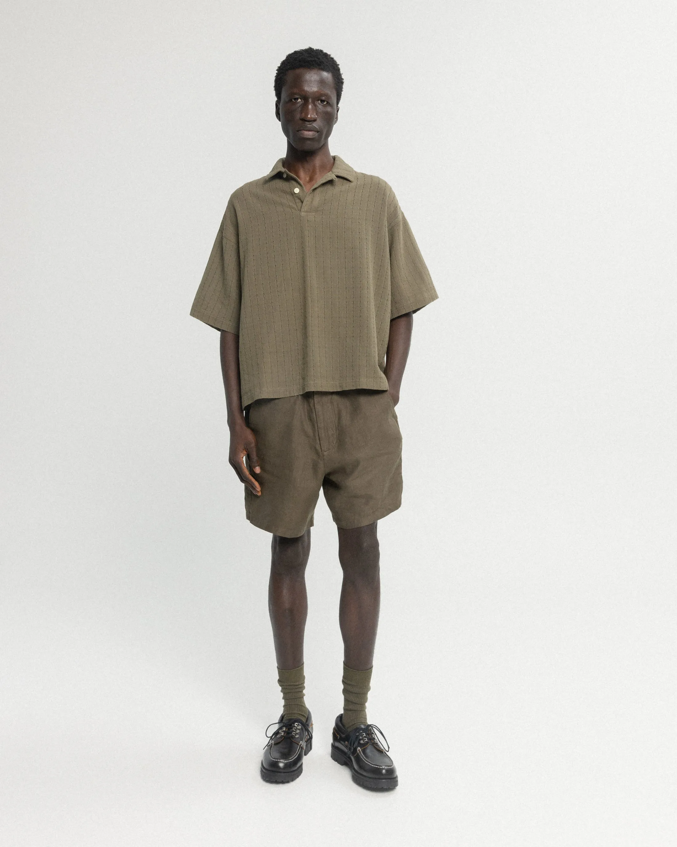 PETER SS POLO - COYOTE HANDWOVEN COTTON MESH sold by 18 East product image thumbnail 4