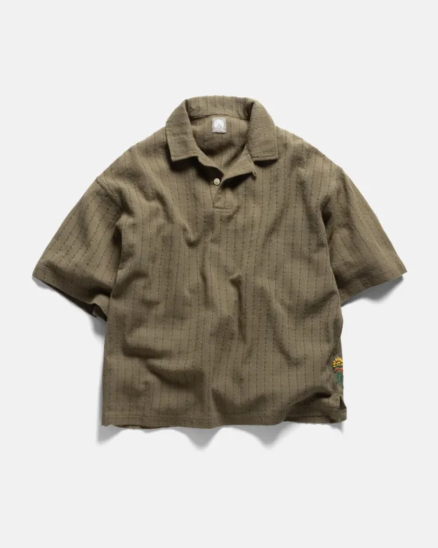 PETER SS POLO - COYOTE HANDWOVEN COTTON MESH sold by 18 East