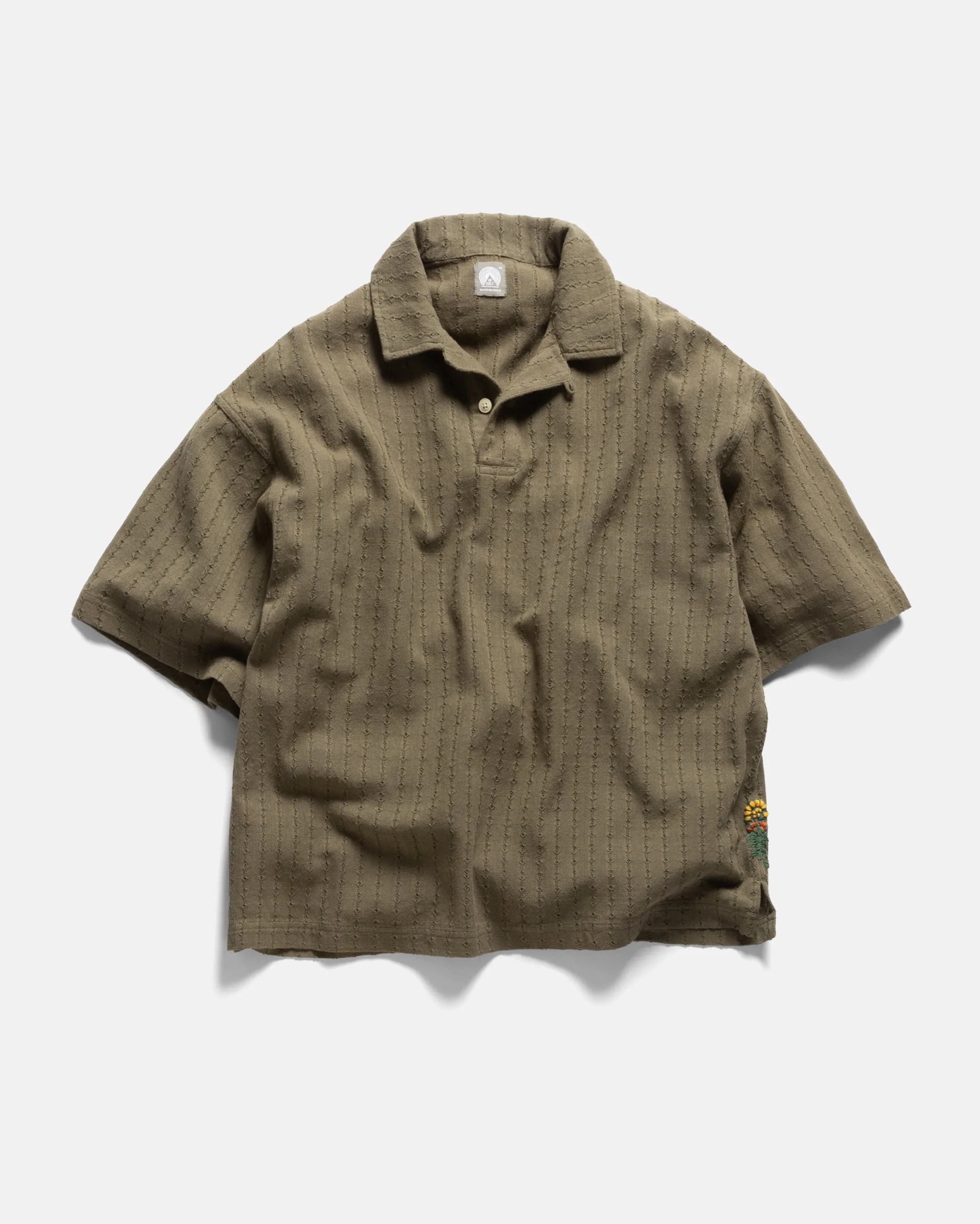 PETER SS POLO - COYOTE HANDWOVEN COTTON MESH sold by 18 East