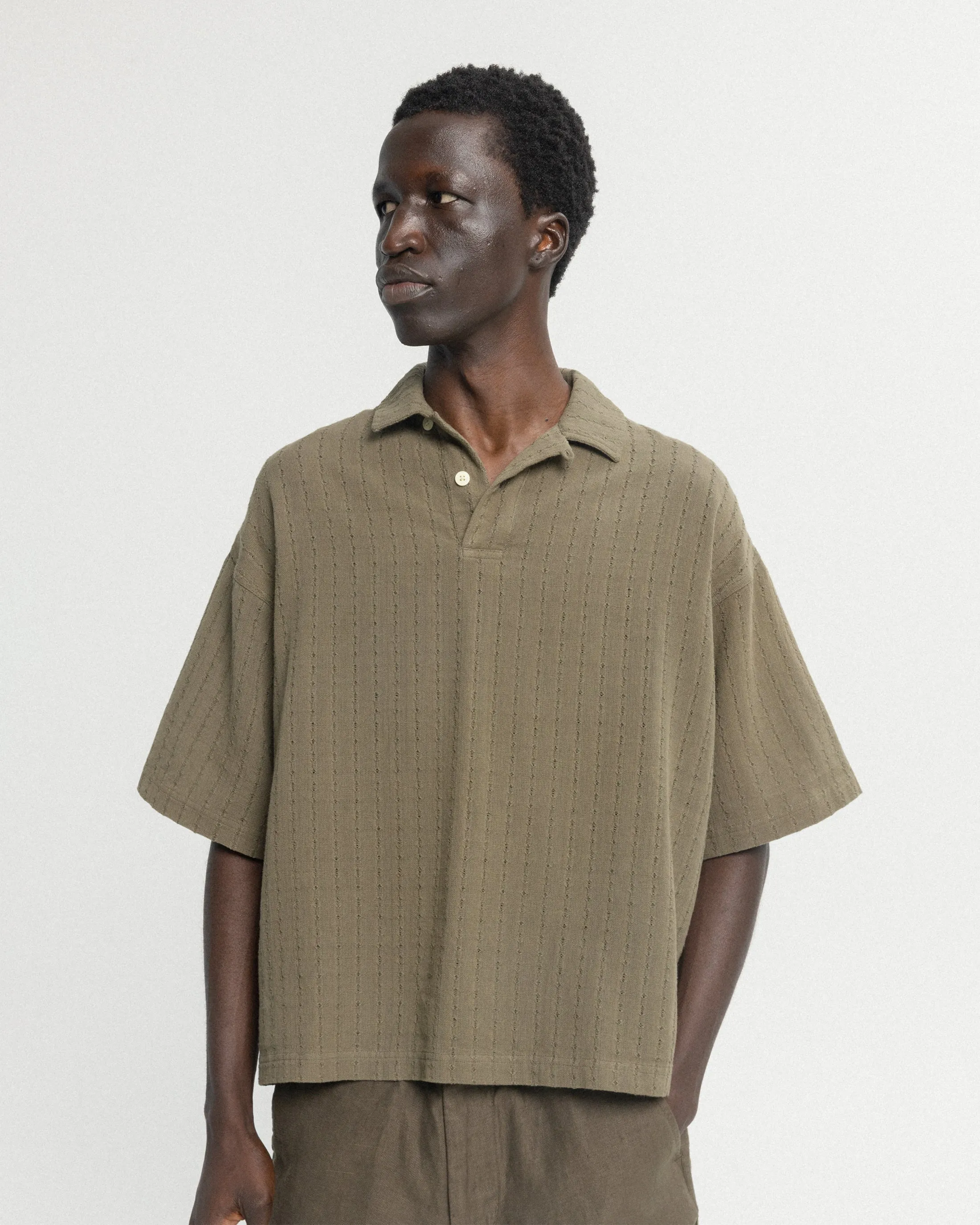 PETER SS POLO - COYOTE HANDWOVEN COTTON MESH sold by 18 East product image thumbnail 2