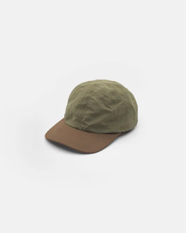 VALLEY SIX PANEL HAT - O.D. GREEN WATER-REPELLENT MICRO RIPSTOP NYLON / DARK BRONZE 60/40 RIPSTOP sold by 18 East