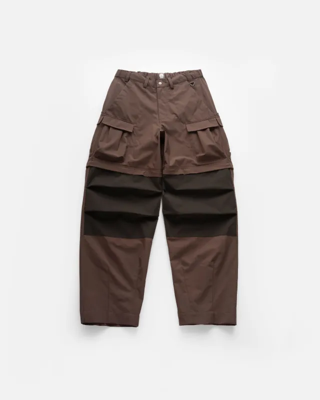 CASCADE OUTDOOR PROTECTION SYSTEM CONVERTIBLE CARGO PANT - BROWN / WASHED BLACK WATER-REPELLENT BONDED MEMBRANE sold by 18 East
