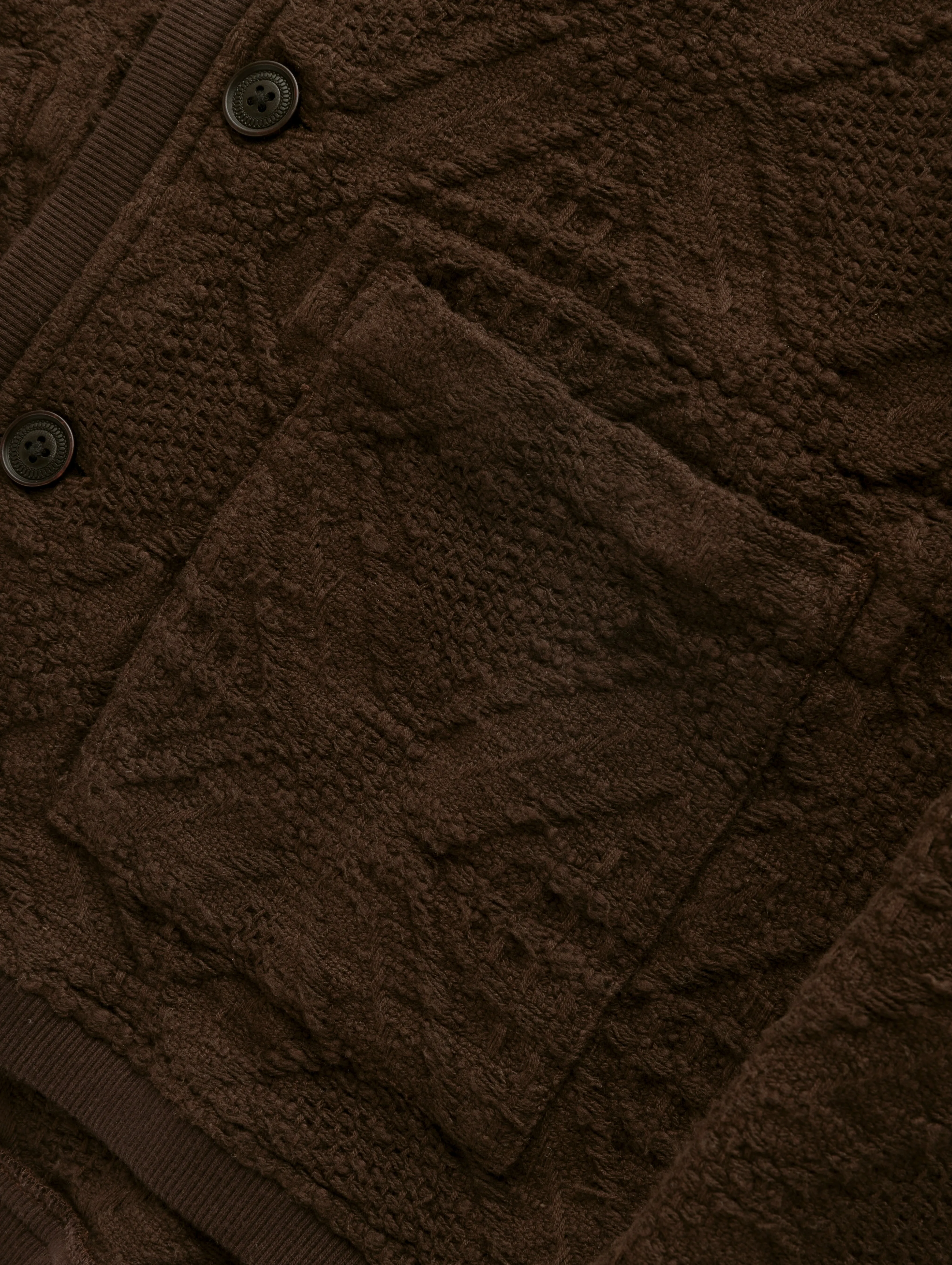 FOLA V-NECK CARDIGAN - BLACK COFFEE HANDLOOM COTTON BLANKETING sold by 18 East product image thumbnail 3