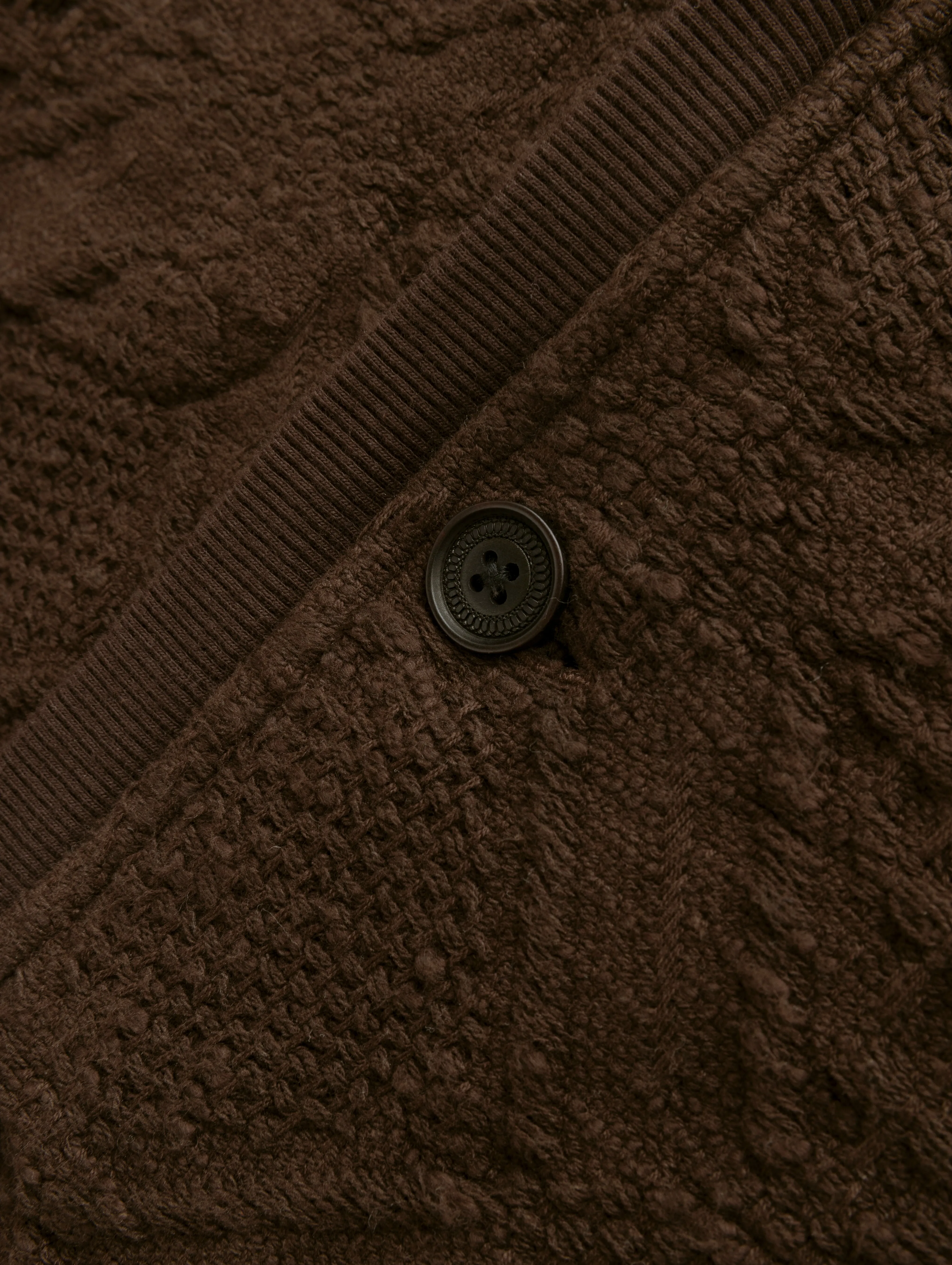 FOLA V-NECK CARDIGAN - BLACK COFFEE HANDLOOM COTTON BLANKETING sold by 18 East product image thumbnail 5