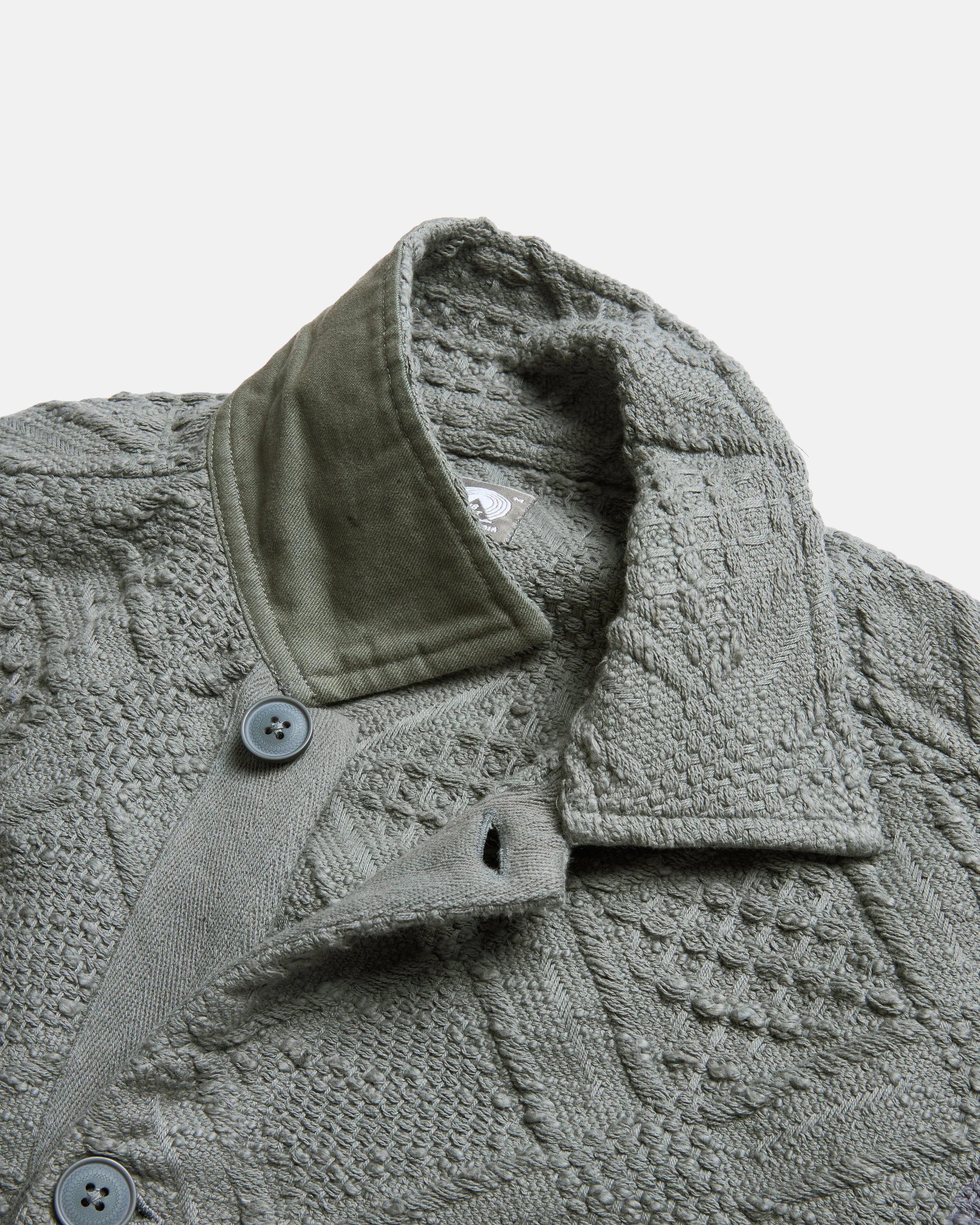 FULL PLACKET HOMER COLLARED “SWEATER” CARDIGAN - LUNAR ROCK HANDLOOM COTTON BLANKETING sold by 18 East product image thumbnail 3