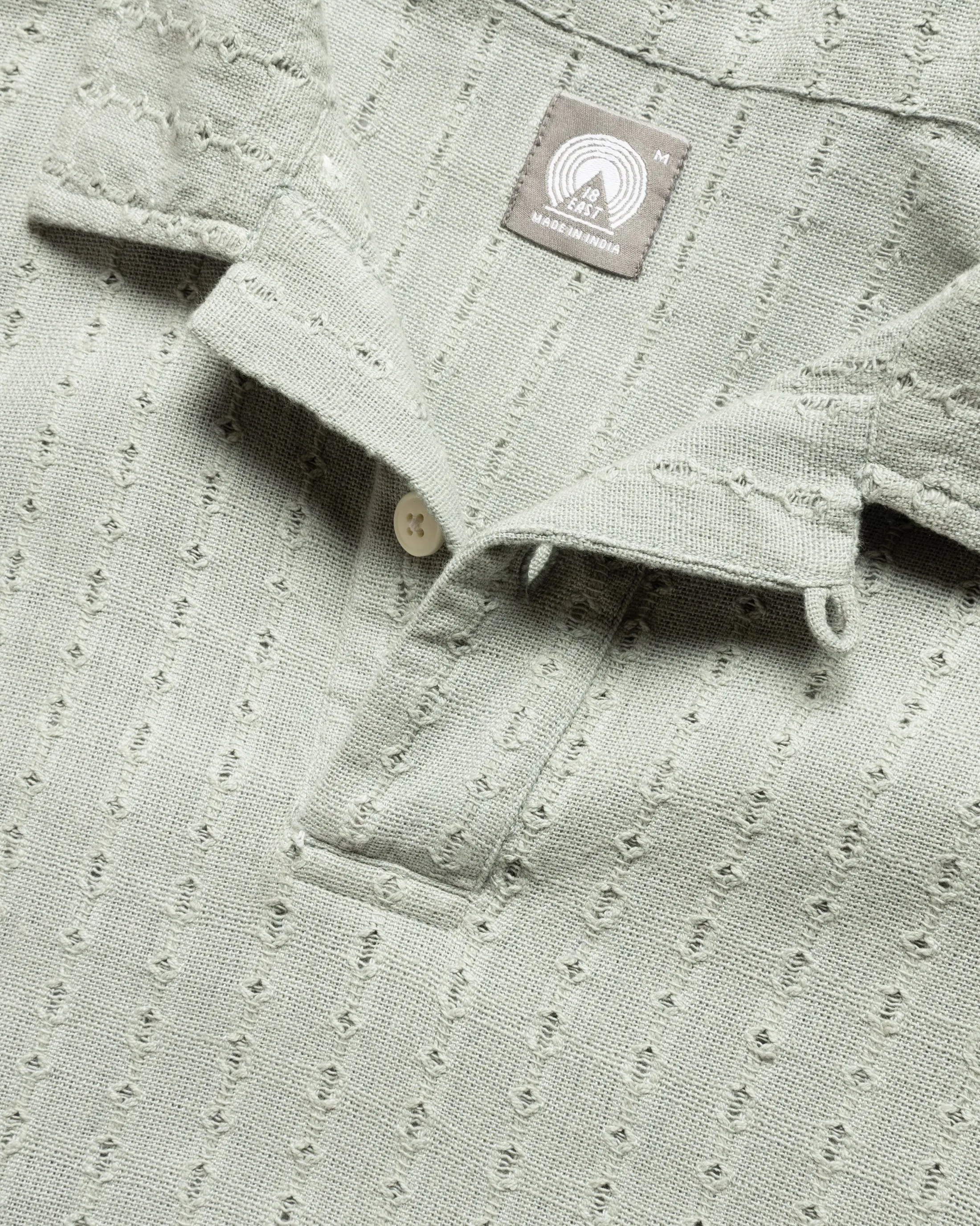PETER SS POLO - LUNAR ROCK HANDWOVEN COTTON MESH sold by 18 East product image thumbnail 3