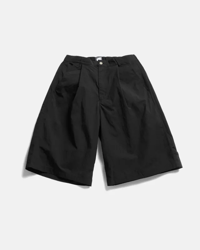 EMERY PLEATED BIG SHORTS - BLACK FEATHERWEIGHT MICRO RIPSTOP NYLON sold by 18 East