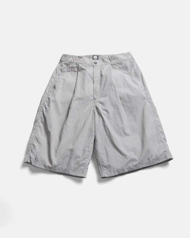 EMERY PLEATED BIG SHORTS - FOG GRAY FEATHERWEIGHT MICRO RIPSTOP NYLON sold by 18 East