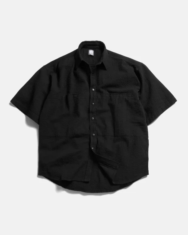 SS EASY WORK SHIRT -TONAL BLACK COTTON SEERSUCKER sold by 18 East
