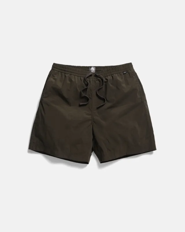 DOCK SWIM TRUNKS - DEEP OLIVE WATER-REPELLENT NYLON sold by 18 East