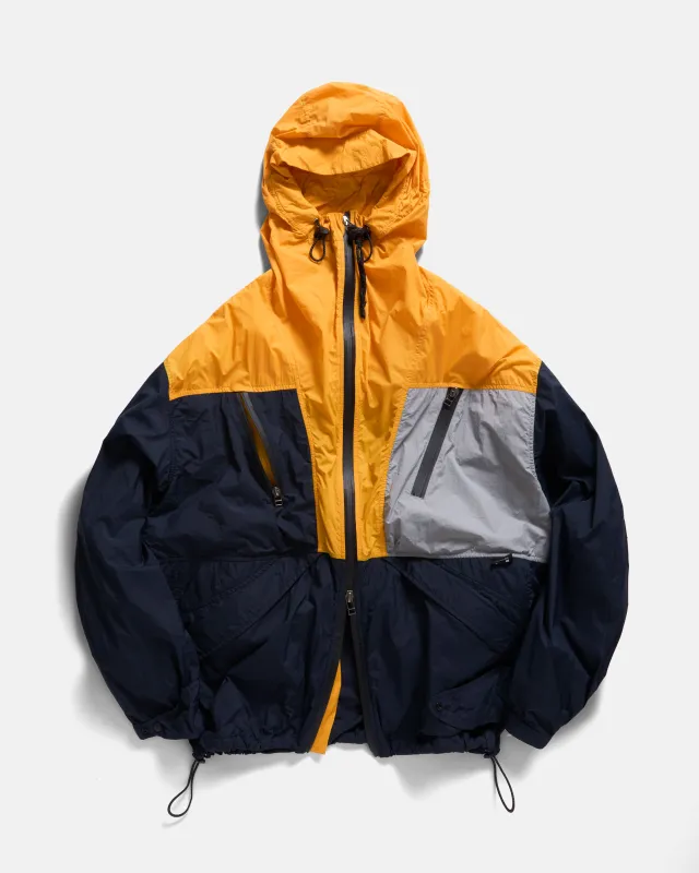 RAINSHADOW PACKABLE JACKET - GOLDENROD / FOG / MIDNIGHT WATER-REPELLENT NYLON sold by 18 East