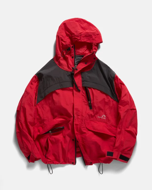 LAINES HOODED SHELL - DAN & WHIT'S RED / WASHED BLACK WATER-REPELLENT NYLON sold by 18 East