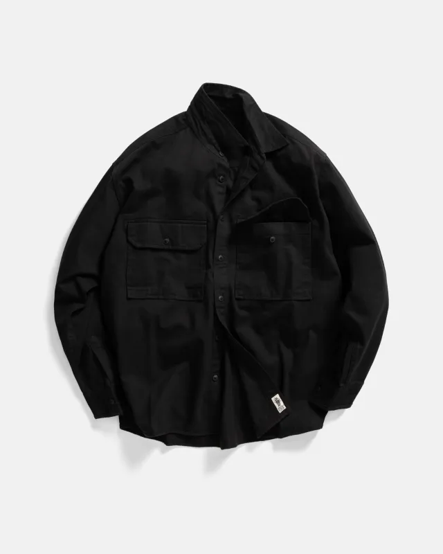 SHELTER SERVICE SHIRT - BLACK HOMEGROWN TWILL made by 18 East