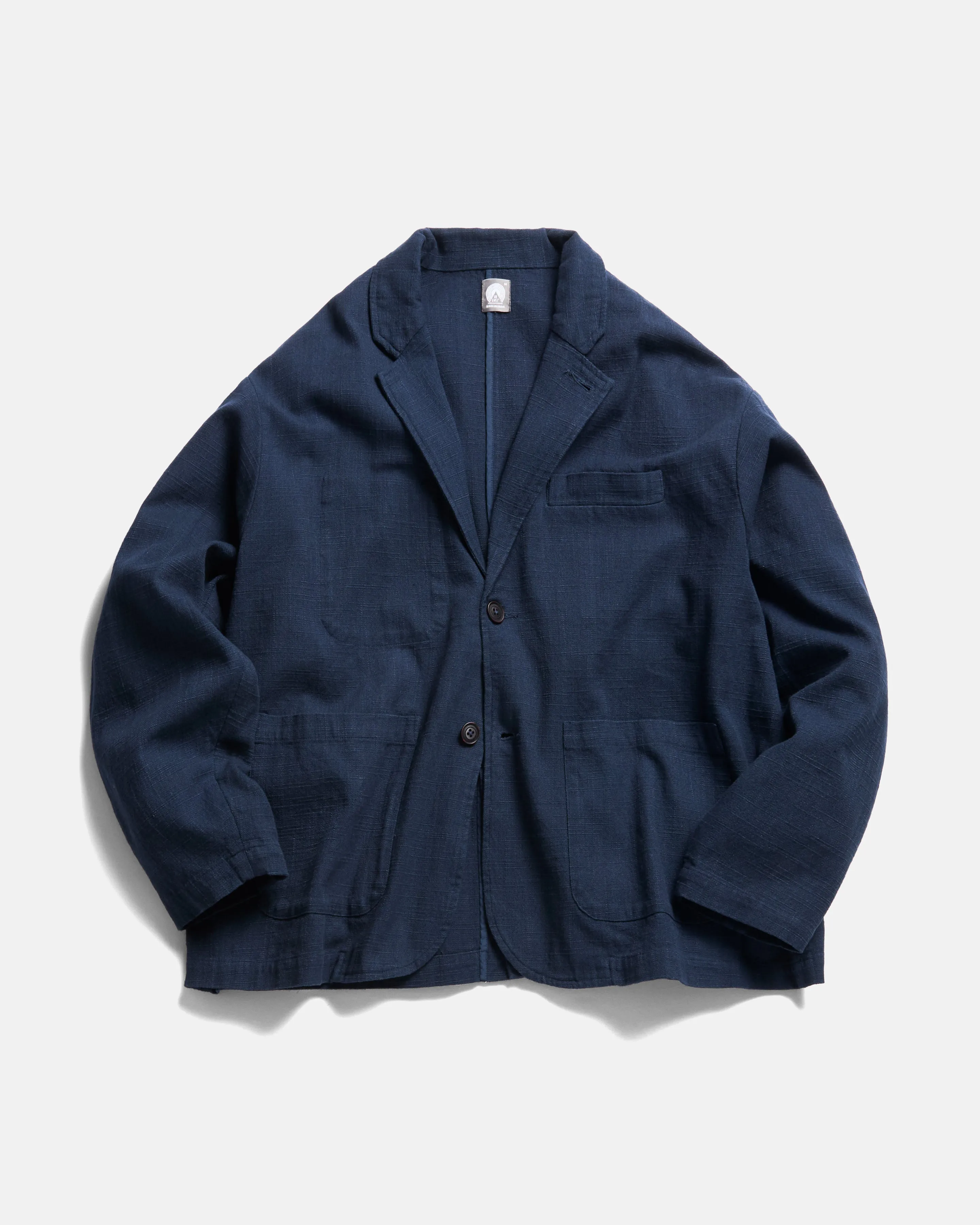ASHEVILLE OVERSIZED BLAZER - WASHED NAVY COTTON THICK & THIN BASKETWEAVE sold by 18 East