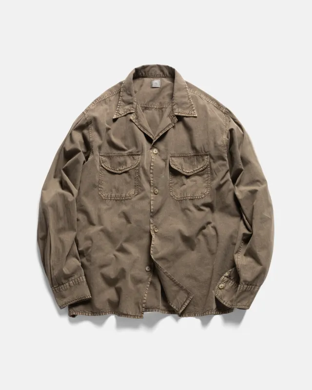 WES STRAIGHT HEM WORK SHIRT - FALCON BROWN PIGMENT DYED POPLIN made by 18 East