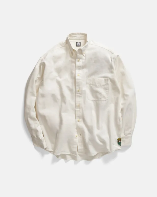 WOLF BUTTON-DOWN SHIRT - WHITE HEAVY OXFORD CLOTH sold by 18 East