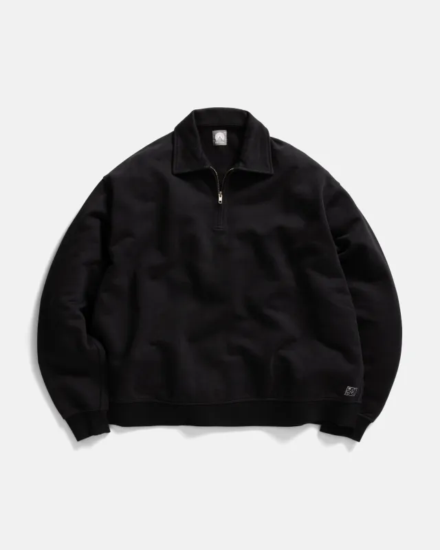 COLLAN ZIP COLLAR SWEATSHIRT - BLACK 19oz. ALL COTTON LOOPBACK TERRY FLEECE sold by 18 East