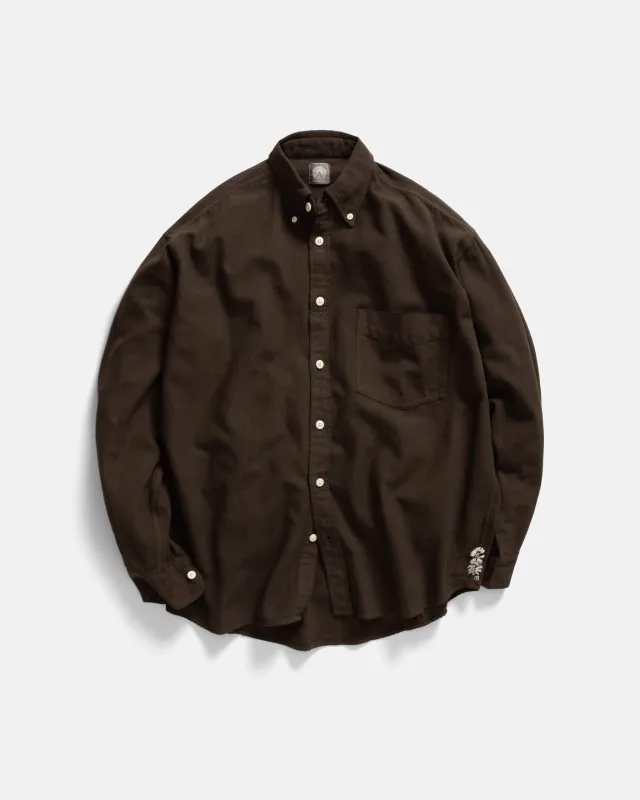 JESPER VINTAGE BUTTON DOWN SHIRT - FONDENTE CHOCOLATE OXFORD CLOTH made by 18 East