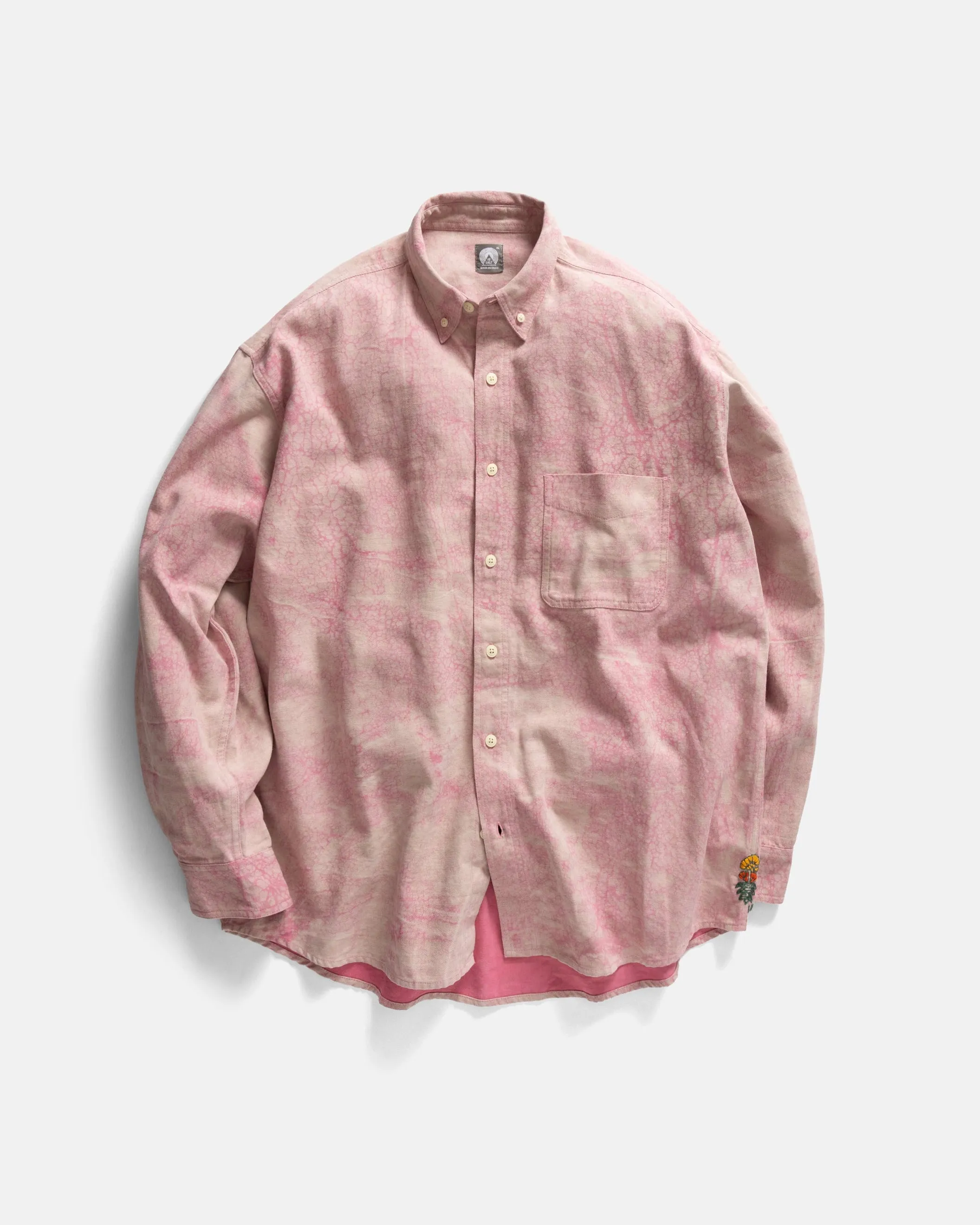 WOLF BUTTON-DOWN SHIRT - PINK DABU DYED HEAVY OXFORD CLOTH sold by 18 East