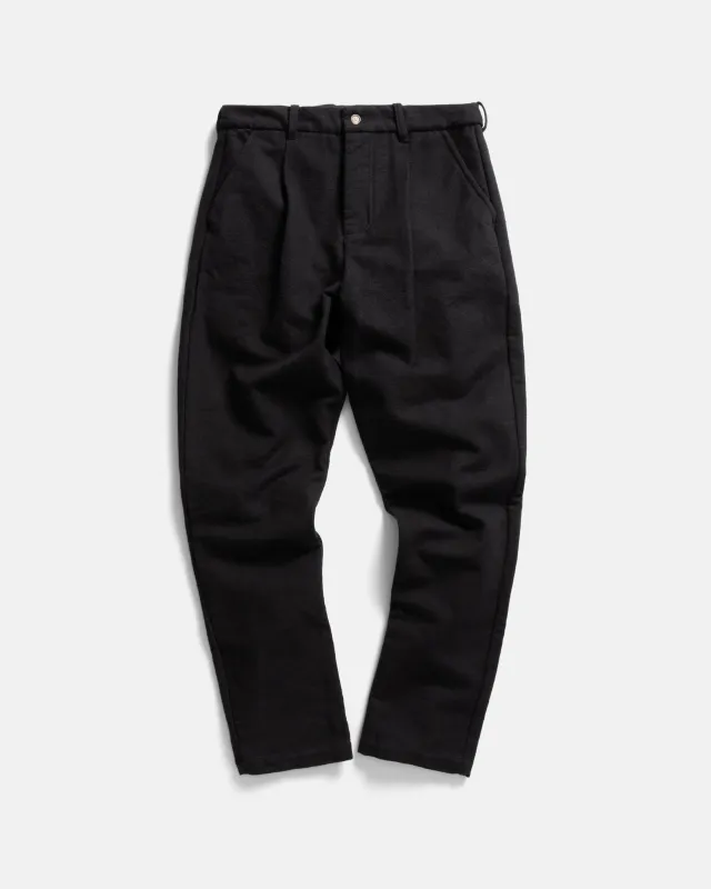 JIAN SINGLE PLEAT PANT - BLACK HANDSPUN COTTON CANVAS sold by 18 East
