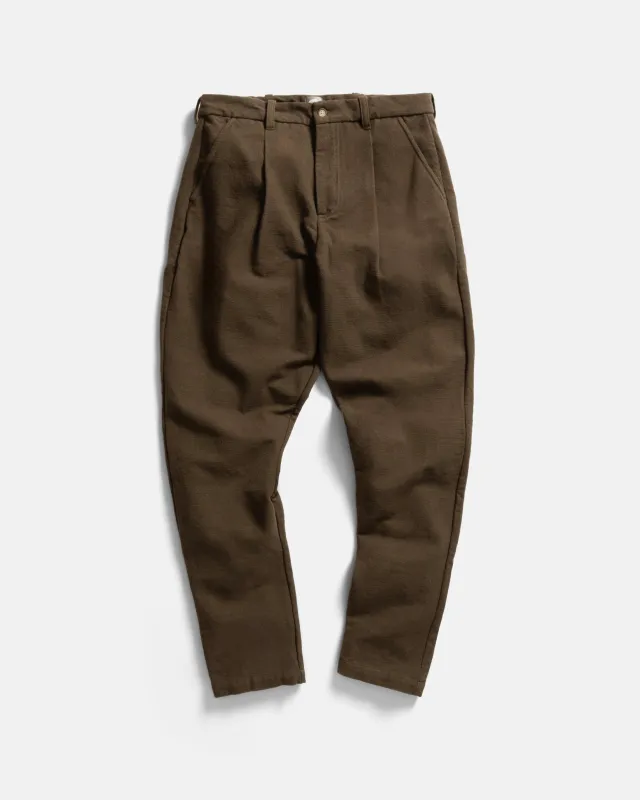 JIAN SINGLE PLEAT PANT - FONDENTE BROWN HANDSPUN COTTON CANVAS sold by 18 East