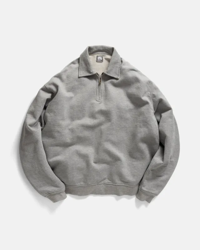 COLLAN ZIP COLLAR SWEATSHIRT - PRACTICE HEATHER 19oz. ALL COTTON LOOPBACK TERRY FLEECE sold by 18 East