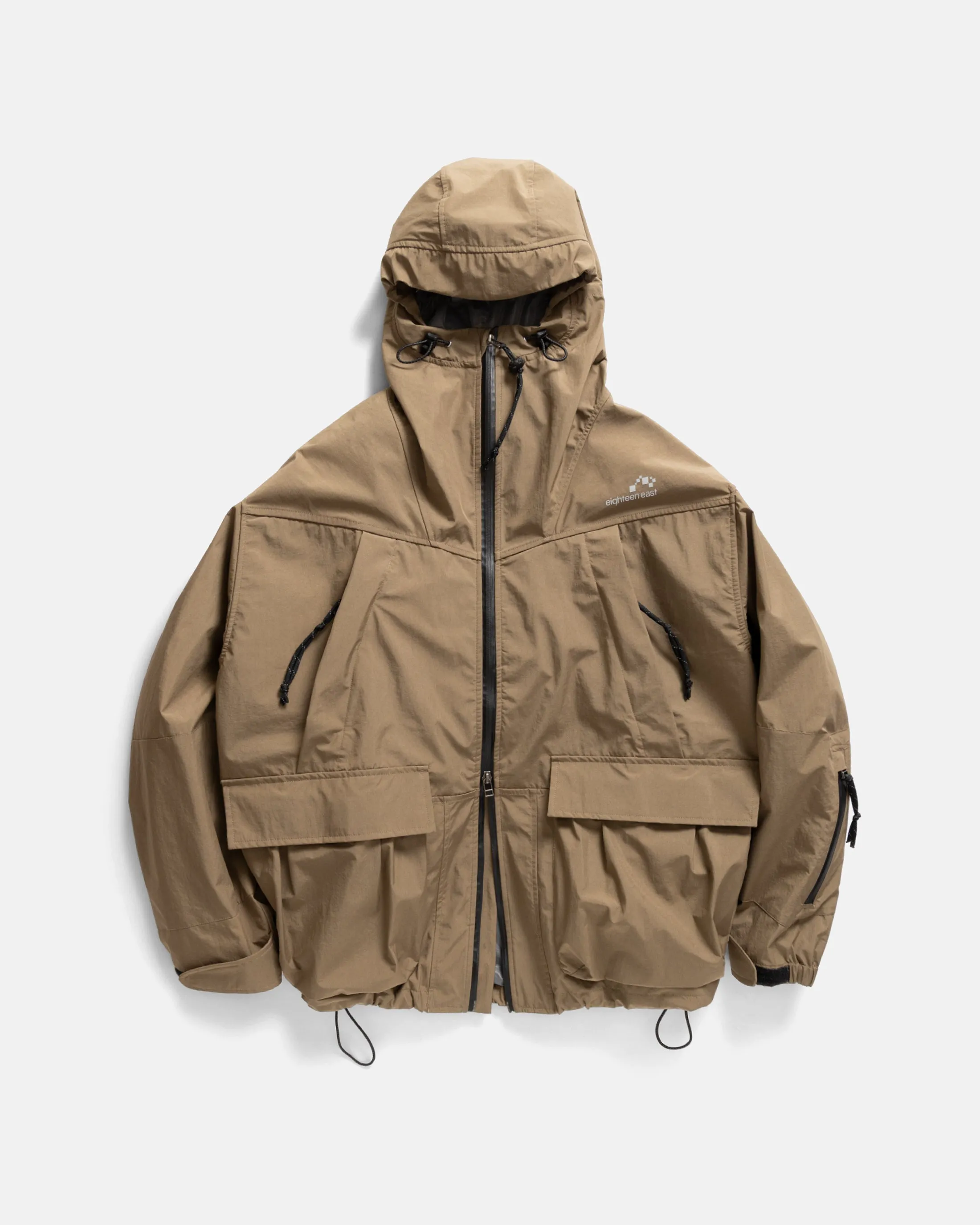 CASCADE OUTDOOR PROTECTION SYSTEM HOODED SHELL - DRIED SOIL WATER-REPELLENT 3L BONDED MEMBRANE sold by 18 East