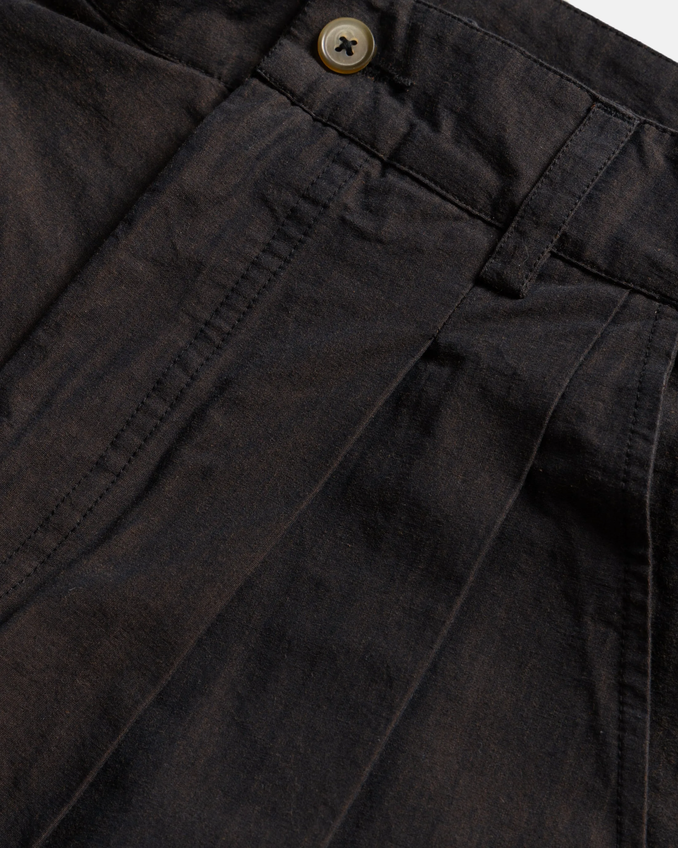 TINO DOUBLE PLEATED WIDE PANT - CIOCCOLATO / MEZZANOTE COTTON PLAINWEAVE sold by 18 East product image thumbnail 2