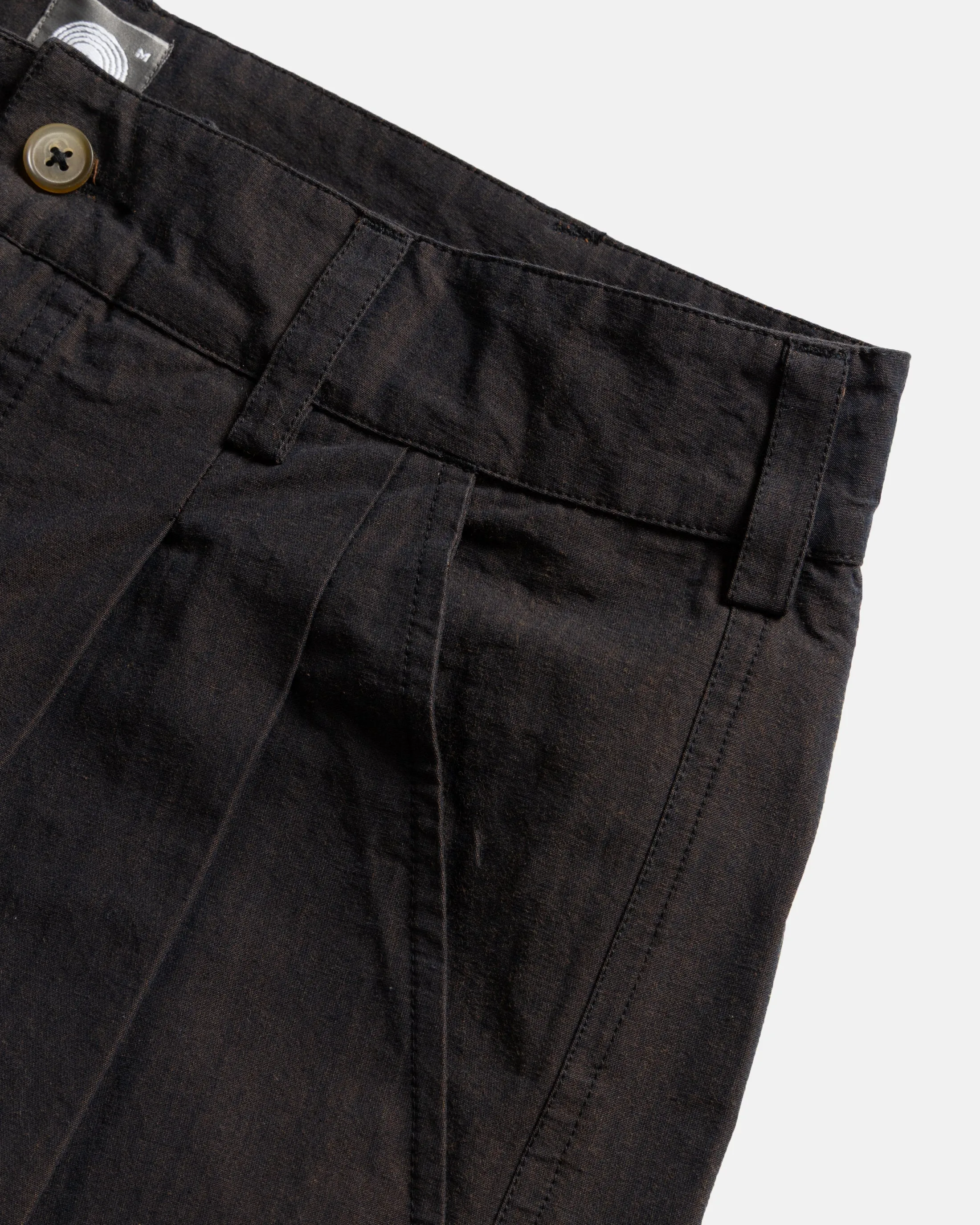 TINO DOUBLE PLEATED WIDE PANT - CIOCCOLATO / MEZZANOTE COTTON PLAINWEAVE sold by 18 East product image thumbnail 3