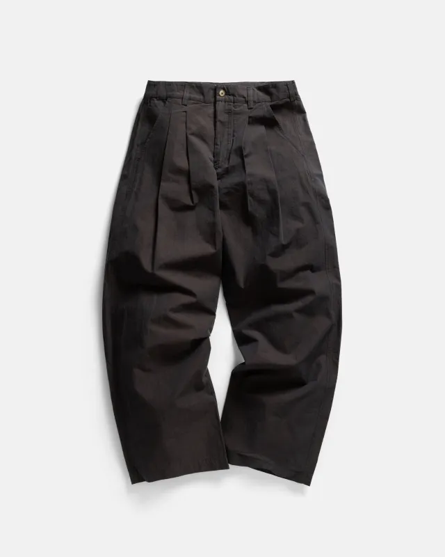 TINO DOUBLE PLEATED WIDE PANT - CIOCCOLATO / MEZZANOTE COTTON PLAINWEAVE sold by 18 East