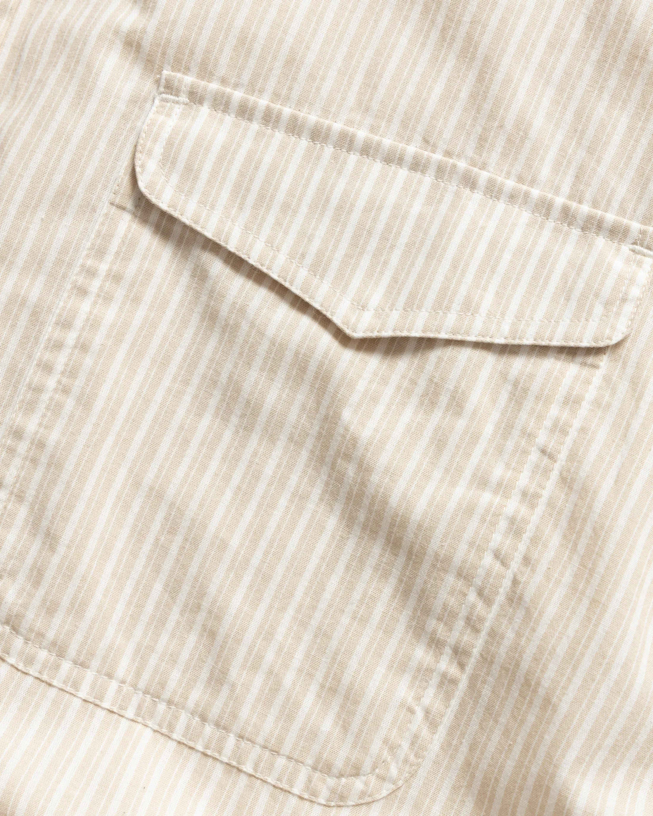 LOCUST SOFT POINT COLLAR SHIRT - TRAVERTINE / WHITE ASYMMETRIC STRIPED COTTON POPLIN sold by 18 East product image thumbnail 3