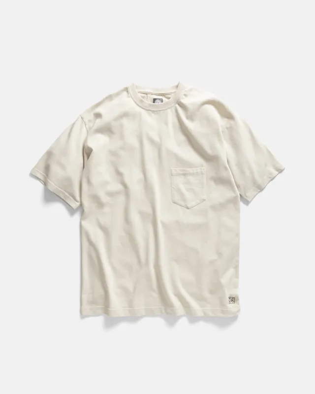 IAN VINTAGE POCKET TEE - TRAVERTINE ECRU 7.75 oz. ALL SEASON COTTON JERSEY made by 18 East
