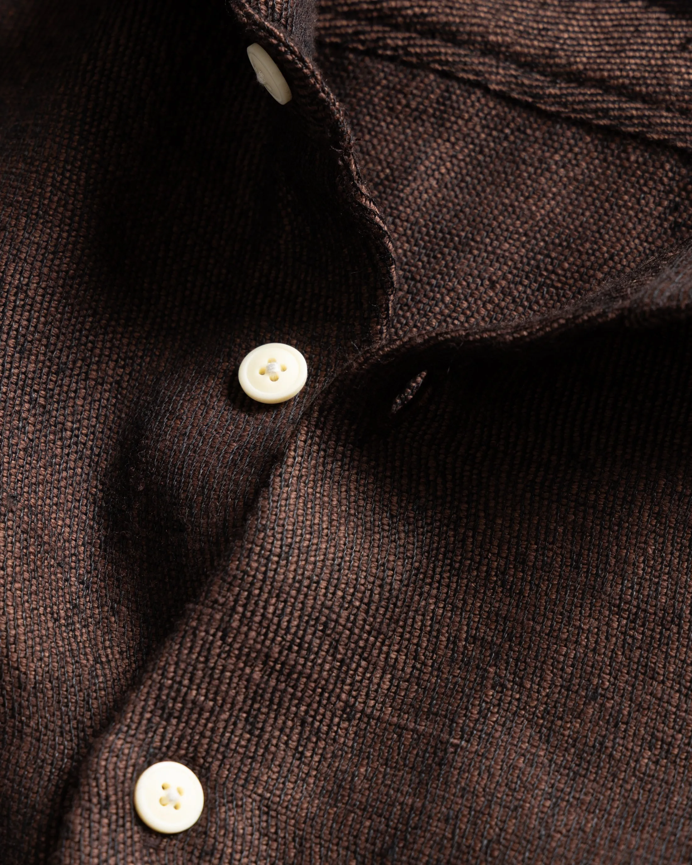 ALBERTO "PER LAVORO" SHIRT - CHOCOLATE / BLACK WOOL AND LINEN KHADI TWILL sold by 18 East product image thumbnail 2