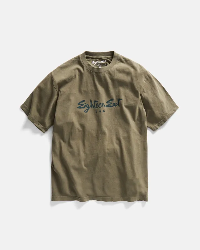ARCHITECTS S/S TEE - O.D. GREEN / DEEP PETROL 6.5 oz. AMERICAN COTTON JERSEY sold by 18 East