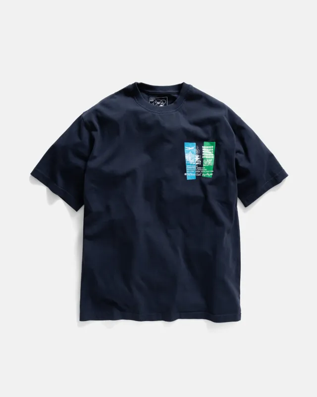 18 EAST x TRUSTEVER FIRST FLIGHT TEE - NAVY / PANAM BLUE / GRASS 7.75 oz. ALL SEASON COTTON JERSEY made by 18 East