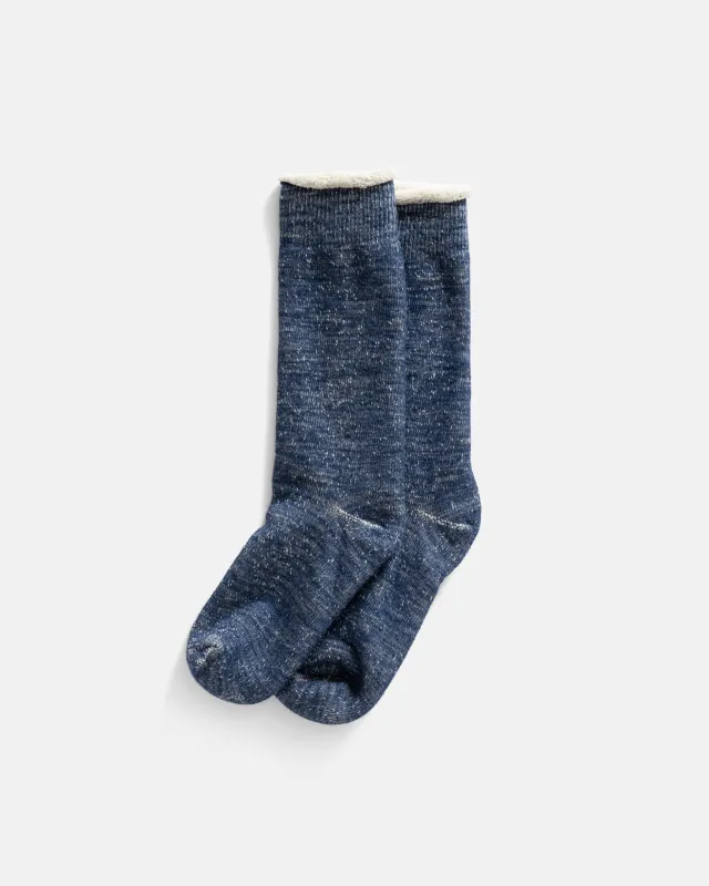 ROTOTO DOUBLE FACE CREW SOCKS - DEEP OCEAN HEATHER sold by 18 East