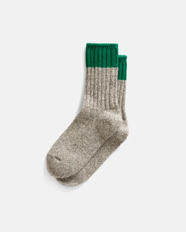 ROTOTO MERINO WOOL RAGG SOCKS - GRASS GREEN / FOG HEATHER sold by 18 East