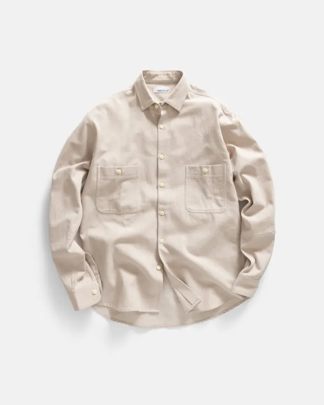 ALBERTO "PER LAVORO" SHIRT - ECRU YARN DYED HBT MIL-SPEC COTTON made by 18 East