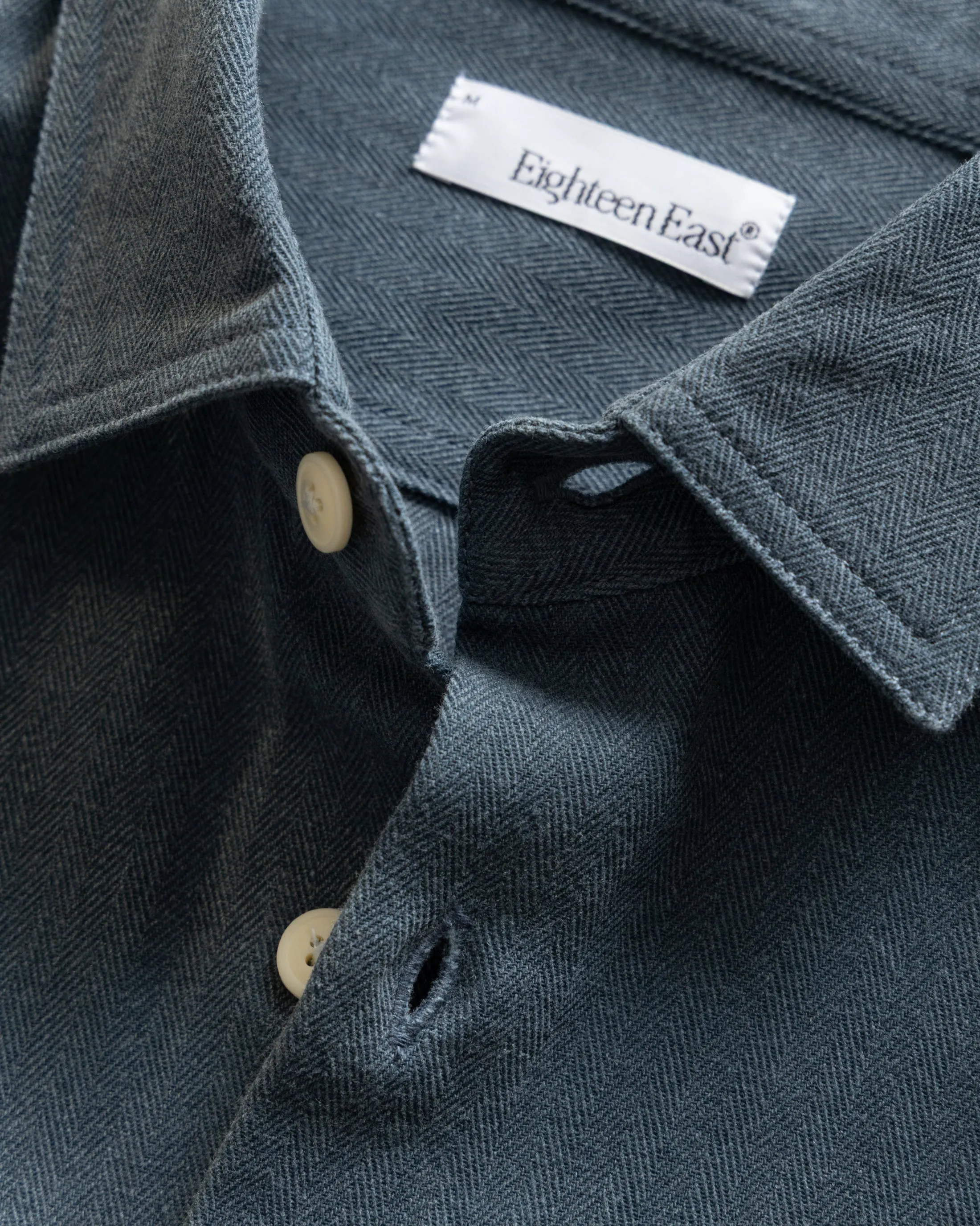 ALBERTO "PER LAVORO" SHIRT - DUSTY NAVY YARN DYED HBT MIL-SPEC COTTON sold by 18 East product image thumbnail 2