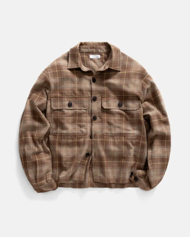 CALEB OVERSHIRT - FAWN / STAG BROWN / DUSTY RED / INDIGO / GOLDENRAY BRUSHED COTTON HERRINGBONE FLANNEL sold by 18 East