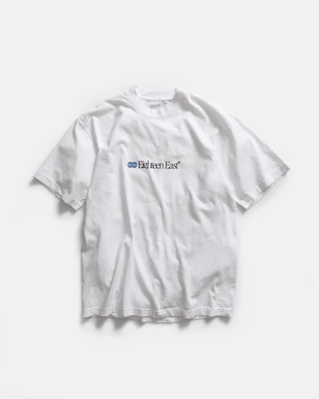 GLOBAL SERIF S/S TEE - WHITE / ROYAL / BLACK 6.5 oz. AMERICAN COTTON JERSEY made by 18 East