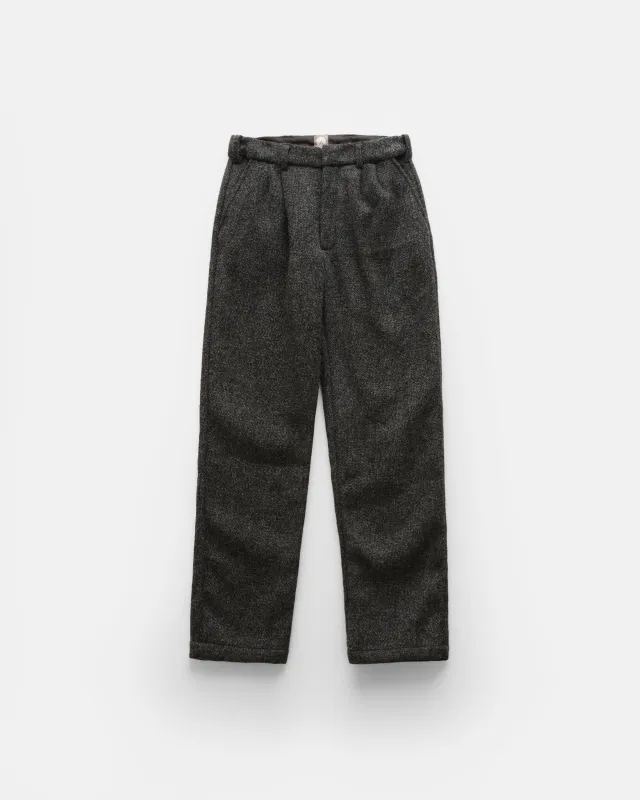 AUSTEN DOUBLE PLEATED PANT - CHARCOAL WOOL TWEED CORDUROY made by 18 East