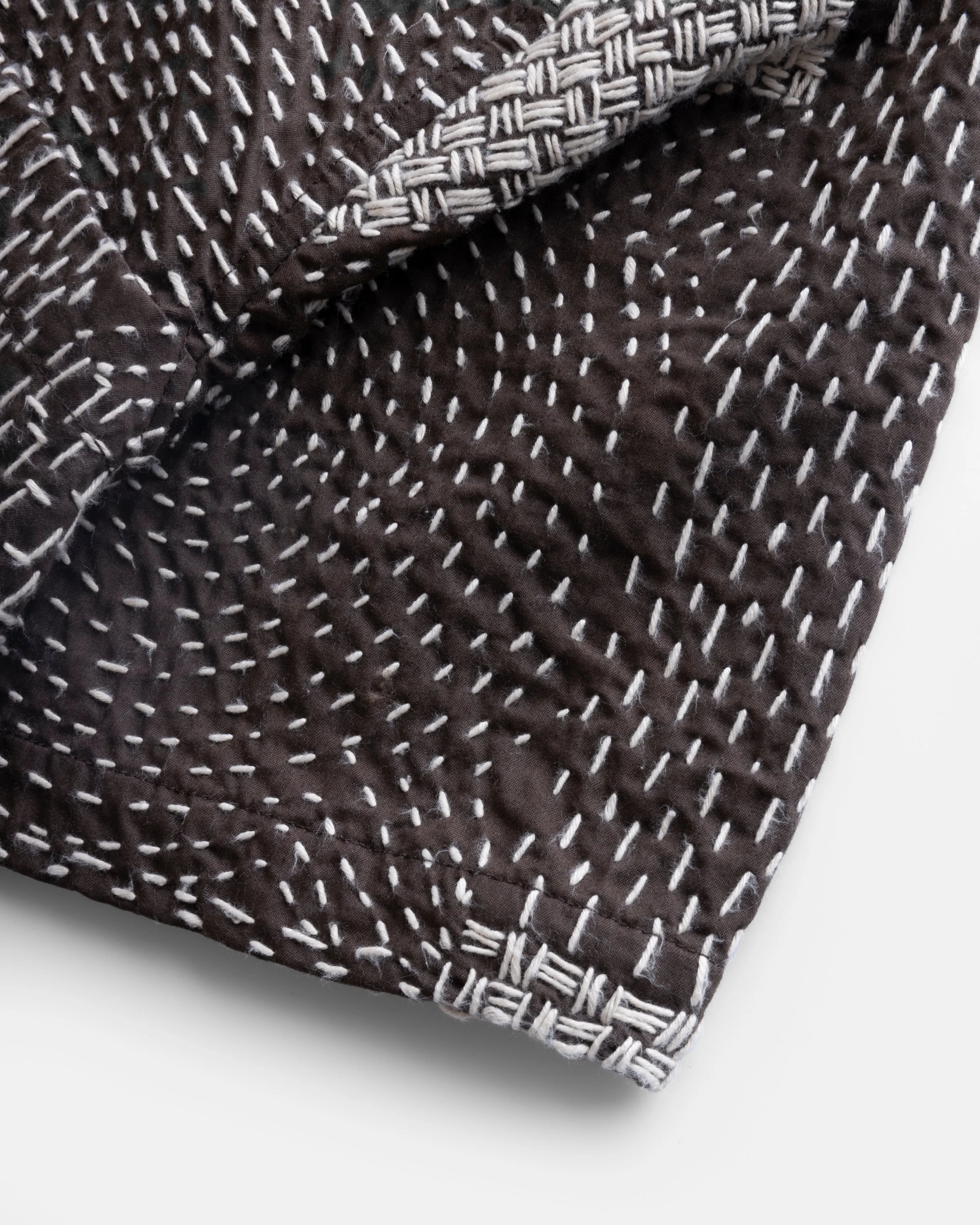 S/S SAM SHIRT - FONDENTE BROWN / ECRU PATCHWORK KANTHA STITCHED COTTON sold by 18 East product image thumbnail 4