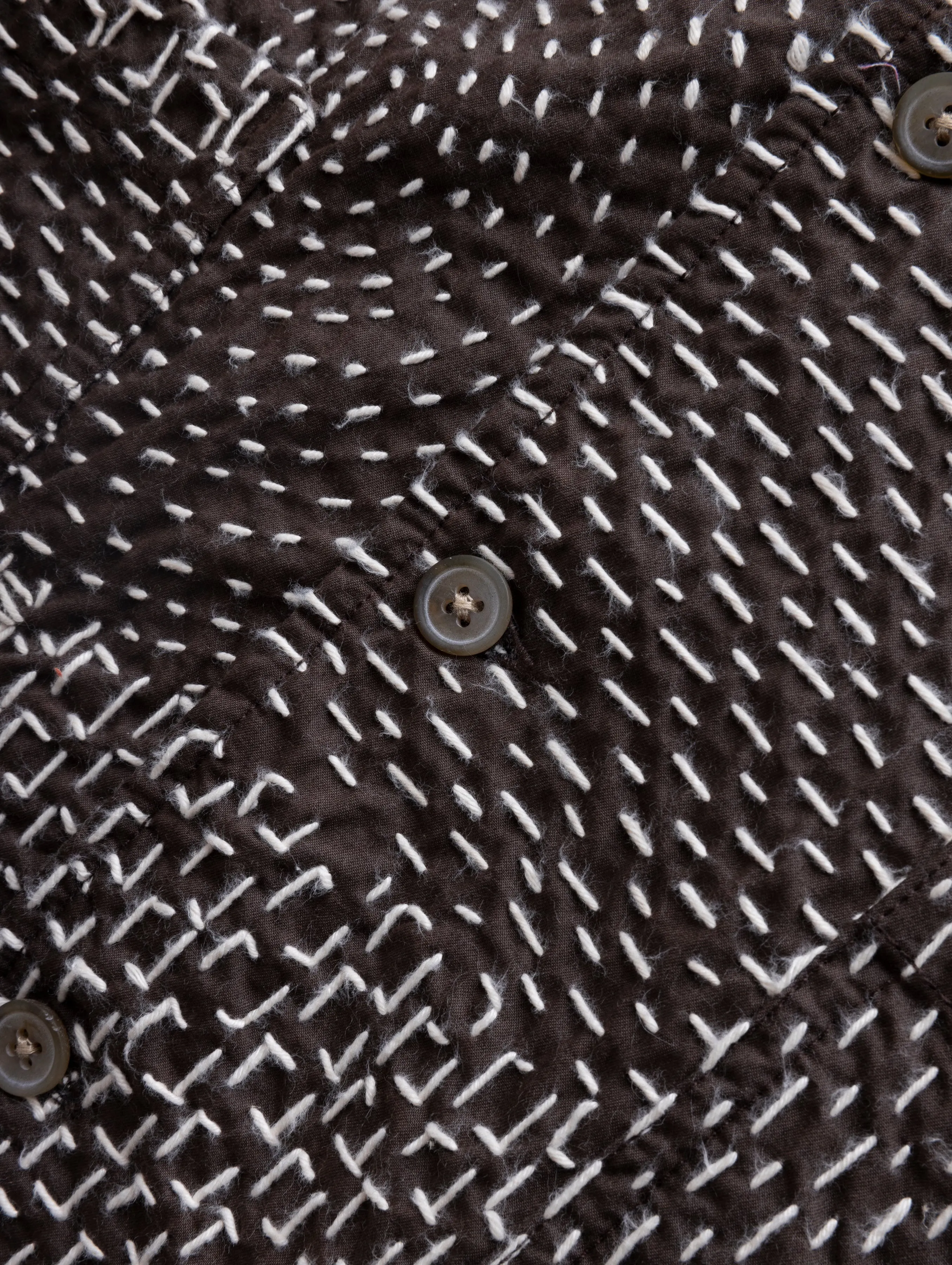 S/S SAM SHIRT - FONDENTE BROWN / ECRU PATCHWORK KANTHA STITCHED COTTON sold by 18 East product image thumbnail 5