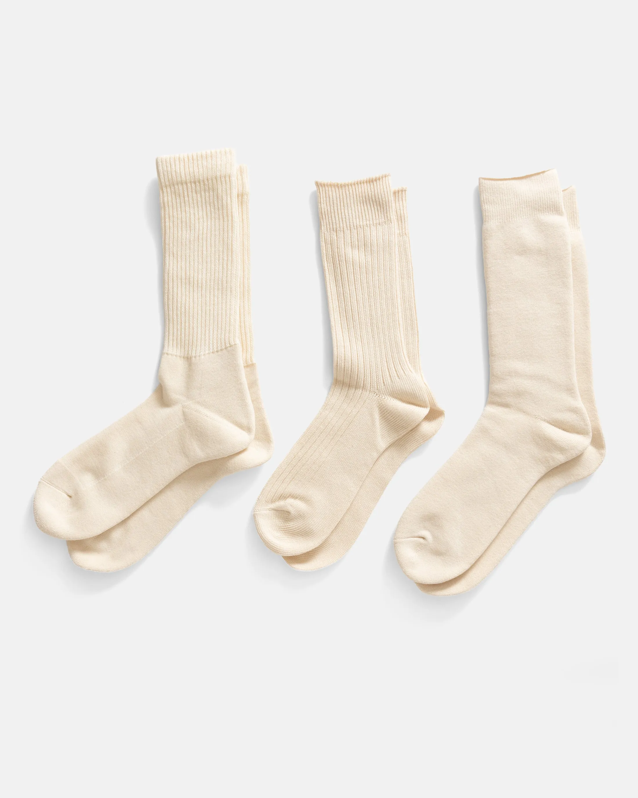 ROTOTO ORGANIC DAILY 3 PACK CREW SOCKS - ECRU sold by 18 East